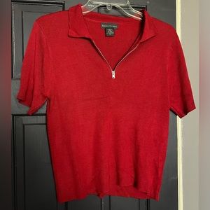 100% Silk Vintage Banana Republic Short Sleeve Quarter Zip